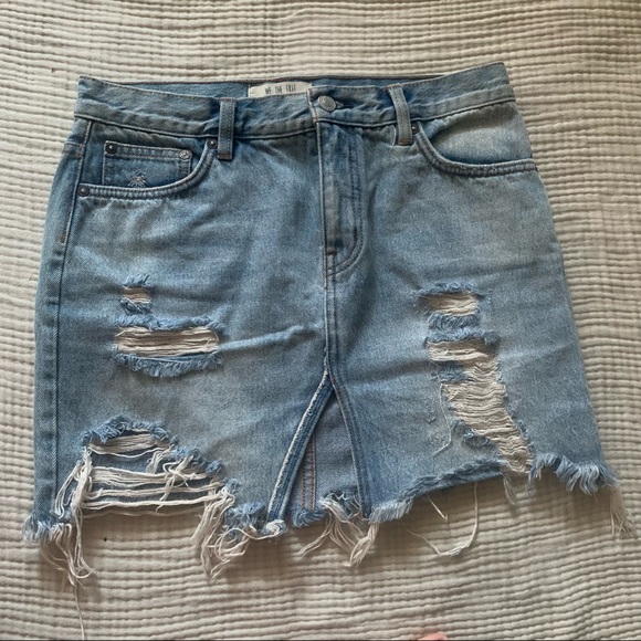 Free People Distressed Denim Skirt - Picture 5 of 8